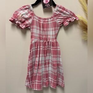 Lily Pink and White Plaid Kids Dress
